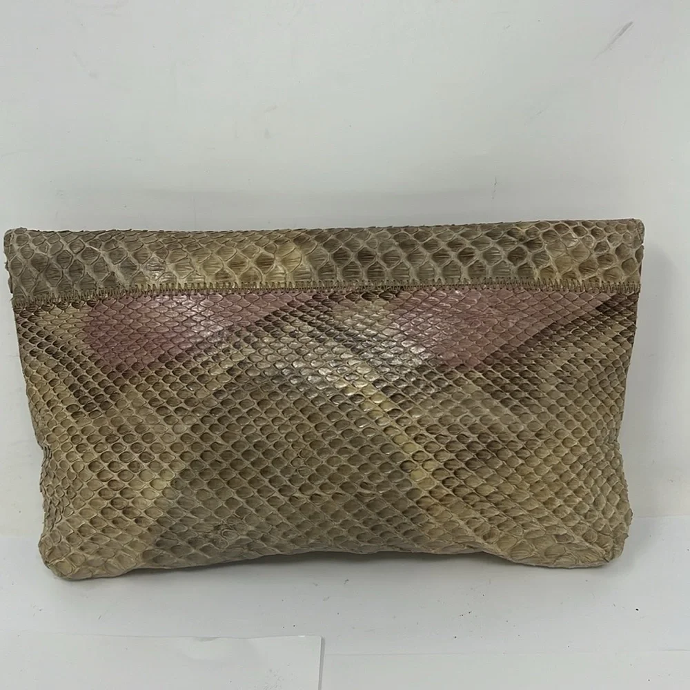 Marigold Snakeskin Flap Snap Clutch Bag